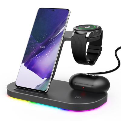 China Smart Watch 2021 New Arrivals 15W Fast Wireless Charging Station 3 in 1 Wireless Charger Stand for Samsung s20 watch for sale