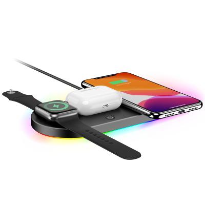 China 2021 New Technology Smart Watch Wireless Charging Pad 3 in 1 15w Fast Wireless Charger for apple iwatch max 13 pro airpods for sale