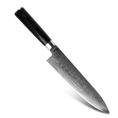 China Durable Chef DM73-180 Slicing Knife Laser Pattern Damascus Steel Ultra-Sharp Knife With Micarta Handle for sale