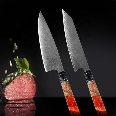 China Handmade Santuko Knife 8 Inch Damascus Kitchen Knife Damascus Chef Knife With Resin Wood for sale