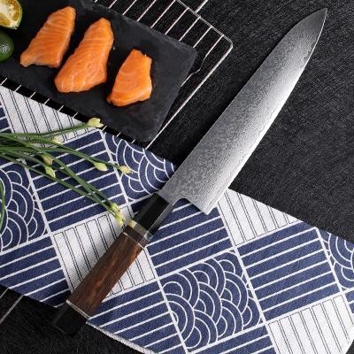 China Viable Kitchen Knife 67 Layers Damascus Steel Ebony Wood Handel Gyuto Knife 9 Inch Chef's Knife For Kitchen for sale