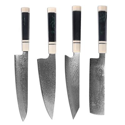 China Viable Good Quality Professional Damascus Kitchen Cupronickel G10 Handle Knife Sets for sale