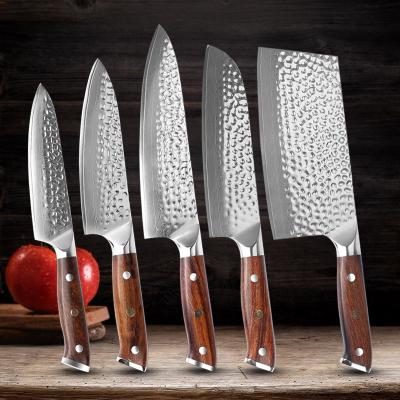 China 5pcs Viable 67 Layers Ironwood Full Tang Cooking Cutting Japanese Steel Damascus Handle Kitchen Knife Set for sale