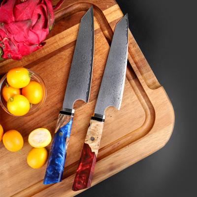 China Sustainable Kitchenware 6 Inch Damascus Color Handle Stainless Steel Kitchen Chef Knives Deba Cooking Knife for sale