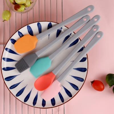 China Zen Non Toxic Baking Tools Asian Color 5 Piece Set Spatula Silicone Scraper Kids PP Handle Silicone Kitchenware for sale