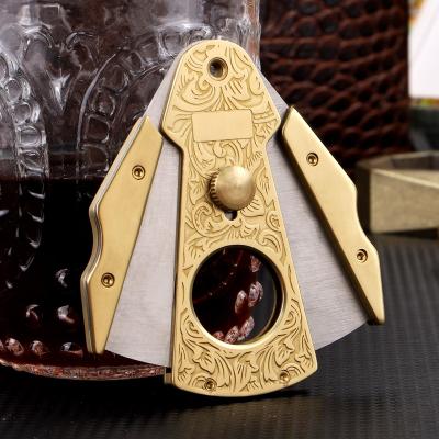 China Minimalist Custom Accessories Metal Tobacco Blades Scissors Portable Cut Bronze Cigar Cutter for sale