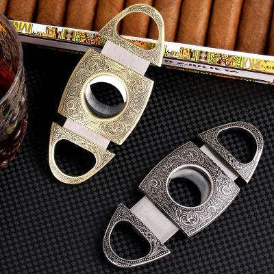 China Contemporary Double Blade Stainless Steel Cigar Cutter Portable Cigar Scissors Cigar Accessories for sale