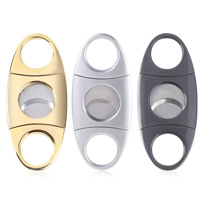 China Contemporary Popular Cigar Cutter Double Blade Stainless Steel Accessories Cigar Smoking Scissors Christmas Gift for sale