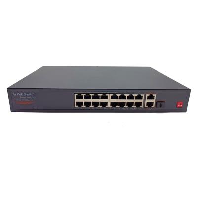 China Security System Factory 16 POE 10/100M Port 2 RJ45 ports 1 SFP fiber slot port Unmanaged 200W POE Switch for sale