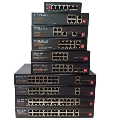 China Security System Oem/odm Poe Switch 4 8 16 24 Ports 10/100m & Gigabit Unmanaged 48v Ethernet Fiber Switch Poe Ieee802.3af/at Suitable Cctv,Nvr for sale