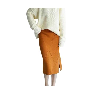 China Wholesale High Quality Breathable Woolen Autumn Winter Knitted Graceful Long Wool Cashmere Skirt for sale