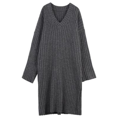 China 2021 Wholesale Casual Breathable Oversized Casual Knitted Dress Long Sleeve Sweater Dress For Women for sale