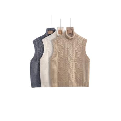 China New Design Fashion High Quality Breathable Custom Made Ladies Collar Sleeveless Winter Knitted Vest for sale