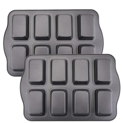 China 2 Pack Mini Loaf Pan 8 Cavity Loaf Sustainable Hot Selling Nonstick Carbon Steel Baking Pan Rectangle Baking Pan Bakeware DIY Pan for sale