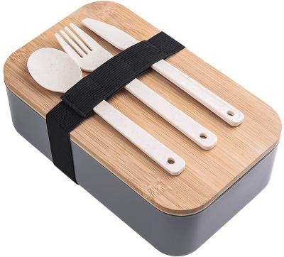 China Freshness Preservation Bento Lunch Box with Bamboo Lid for Adults Kids Lunch Container Include 20OZ Bamboo Cutlery BPA Free Lunch Box for sale