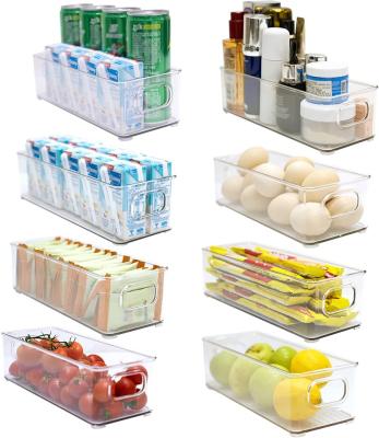 China Freshness Keeping Pantry and Fridge Organizer Bins for Kitchen and Cabinet Storage Food Stackable Bins with Handles Fridge Freezer Container for sale