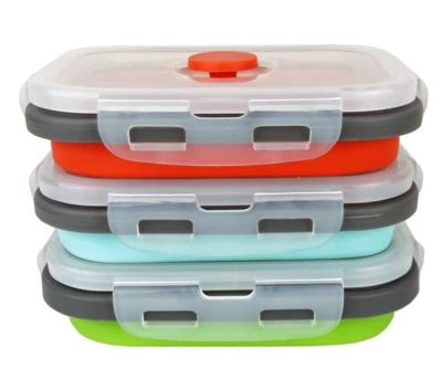 China 3 Piece Silicone Food Storage Containers Collapsible Silicone Bowl Freshness Preservation with Silicone Airtight Lids Collapsible Lunch Box for sale