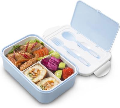 China Freshness Keeping Bento Lunch Box With Spoon And Fork 3-Compartment Reusable Divided Food Storage Container Boxes On-the-go Meal And Snack Packaging for sale