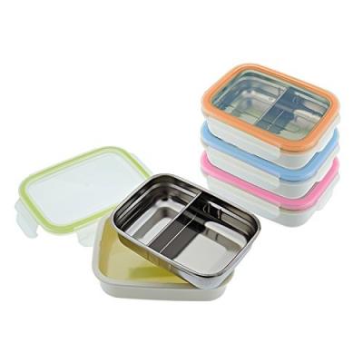 China Freshness Keeping Stainless Steel School Bento Lunch Box 2 Compartment Leak Proof Meal Check Lunch Container Box For Kids Or Adults Sandwich for sale