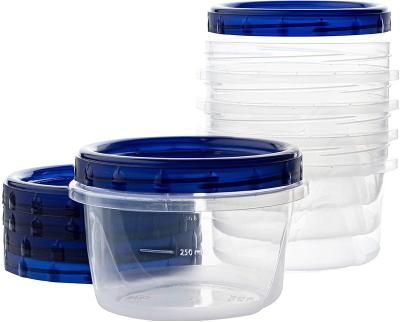 China Grocery Hot Top Containers Twist Freshness Preservation Clear Bottom With Blue Top Twist On Lids Reusable Stackable Food Storage Freezer Container for sale