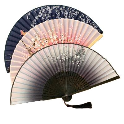 China China Bamboo Hand Held Folding Fan For Wedding Party Decor / Hand Held Dance Fan for sale