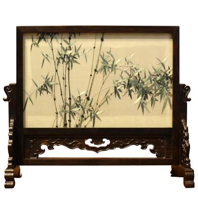 China Hot Sale Chinese Classical Suzhou Embroidery Salon Office Classic Feature Wood Carving Ornaments Retro Suzhou Embroidery Crafts for sale