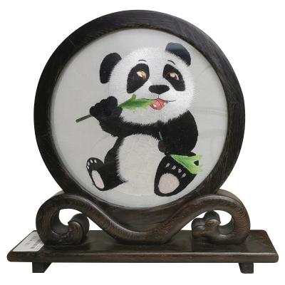 China Direct Selling High Quality Embroidery Chinese Classical Desktop Ornaments Embroidery Opens Panda Embroidery Ornaments for sale