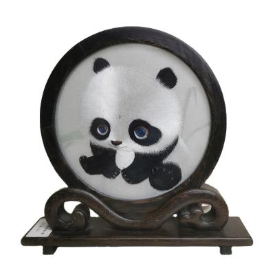 China Direct Selling Chinese Classical High Quality Cute Panda Embroidery Ornaments Panda Crafts Embroidery Ornaments for sale