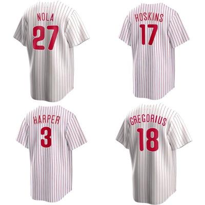 China Wholesale Mens Philadelphia City baseball jersey phillies team breathable red pique uniform #3 Bryce Harper #10 Realmuto #17 Hoskins for sale