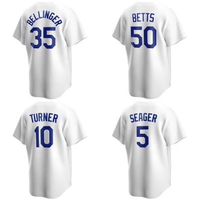 China Breathable Customize Mens #35 Bellinger #50 Betts Dodger Cheap White Quilted Los Angeles City Baseball Jersey Uniform for sale