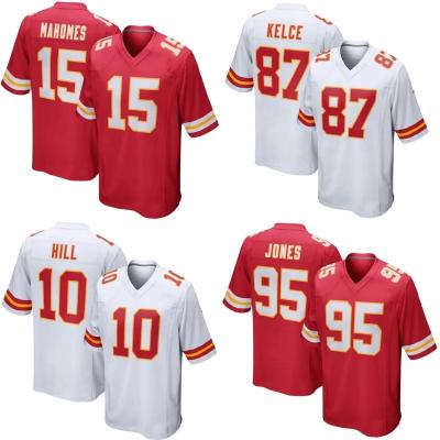 China Mens Breathable Kansas 15 Patrick Mahomes 9 Juju Smith-schuster 87 Kelce 10 Pacheco Stitched Vp Limited USA Football Jerseys - Red for sale