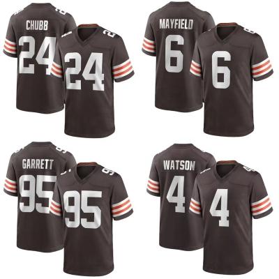 China Wholesale USA Navy Cleveland City Brown Stitched American Football Jersey Men's Breathable Team Uniform #24 Chubb #73 Thomas for sale