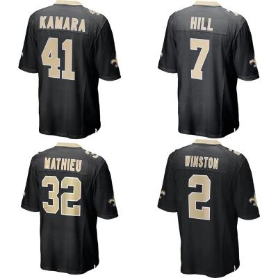 China QUICK DRY Custom Game 41 Kamara 9 Brees 13 Thomas New Orleans City Team Club Uniform Stitched American Football Jersey Saint Black for sale