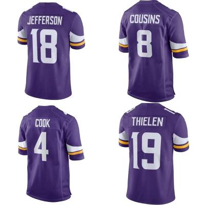 China Custom Cook QUICK DRY 19 Thielen Viking Purple Game 18 Jefferson 33 Minnesota City Team Club Uniform Stitched American Football Jersey for sale