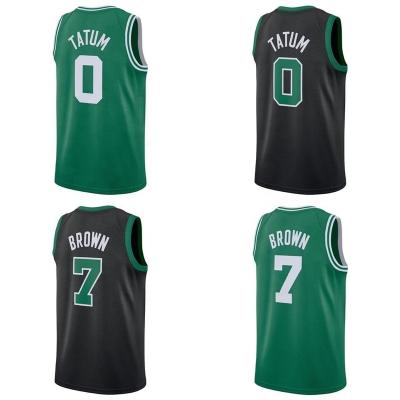 China Wholesale Mens City Edition #0 Tatum #7 Brown Quilted Basketball Jersey Discount Green Celtics Breathable Custom Uniforms for sale