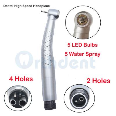 China 5 LED Light Bulbs 5 Water Jet High Speed ​​Dental Handpiece 5 LED Water Jet E-Generator Push Button 2 /4 2 /4 Holes 1Pcs/Box LED Holes Lab Equipment dentistry for sale