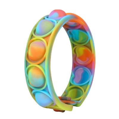 China TT67 2022fidget Relaxation Toys Wristband Pushbubble Wearable Sound Pushbubble Sensory Noise Bracelet Finger Press Bubble Silicone Noisemaker Bracelet for sale