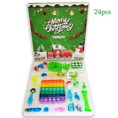 China 2021 Sensory Box 24 Blind Countdown Christmas Countdown Sensory Person Toys Plastic Silicone and Stainless Steel Set Package Bubble Spinners Stir Advent Calendar Fidget Gifts for Kids for sale