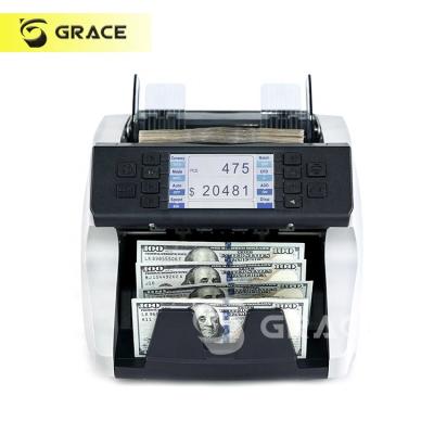 China Mixed Currencies Value Counting New Design 2 Money Counter Machine Money Counter CIS and Detector Check Money with Serial Number Printing for sale