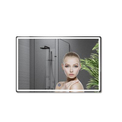 China Factory LED Illuminated Custom Bathroom Mirror , Rounded Rectangle Touch Sensor Wall Hung Bath Mirror for sale