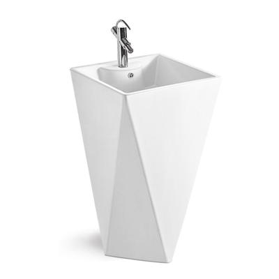 China Freestanding North America Style Bathroom Sanitary Ware Ceramic Hand Sink / White Porcelain Pedestal Wash Basin for sale