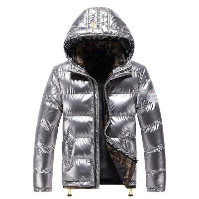 China Luxury Designer Waterproof High Quality Shinny Padded Coats Bubble Stripper Warm Winter Streetwear Hooded Men's Jacket for sale