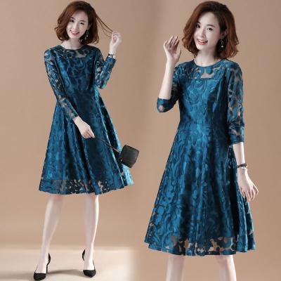 China Elegant Round V-Back Women's Round Neck Lace Wedding Guest 910 Floral Cocktail A Line Dress 910 for sale