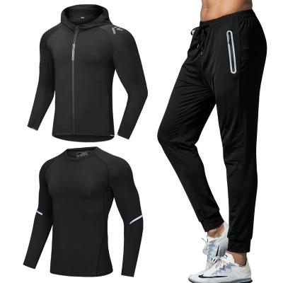 China Polyester Breathable Black Custom Breathable Fitness Sportswear Mens Tracksuit Running Sportswear Sets for sale