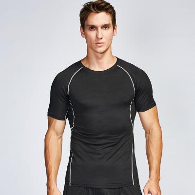 China Fashion Breathable Black Custom Breathable Polyester Fitness Sports T-shirt Summer Sportswear Men's Gym Plus Size T-shirts for sale