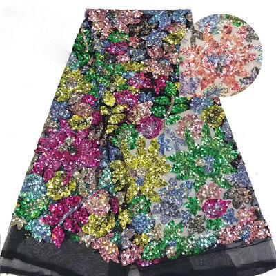 China Anti Pill Pearl Tube Sequin Three Dimensional Mesh Embroidery Water Soluble Lace for sale