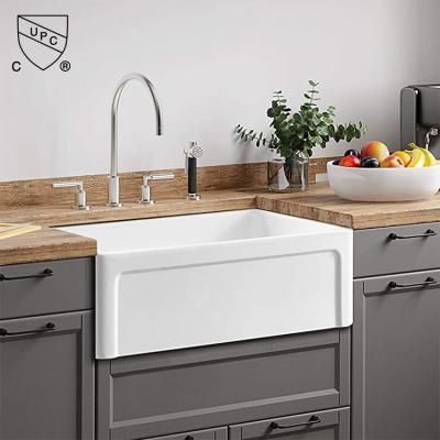 China 30 Inch Farmhouse Kitchen Sink And Cabinet For Bathroom Reversible Single Basin for sale