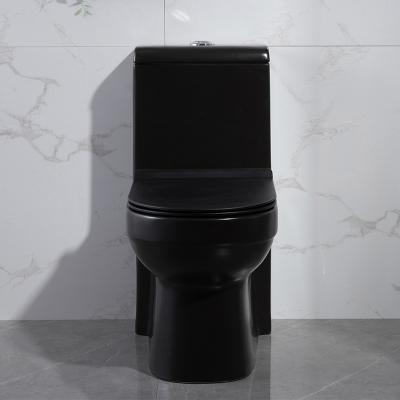 China Elongated Matt Black Dual Flush One Piece Toilet 1.6 Gpf Cupc Ceramic Round for sale