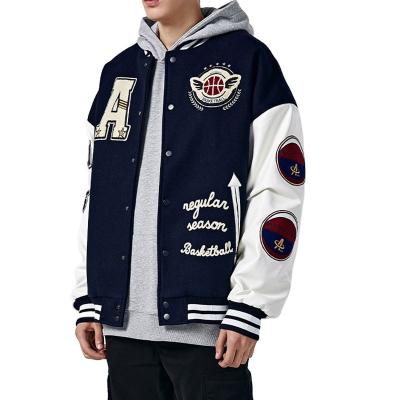 China Wholesale Jackets Embroidery Duffle Plus Size Jacket Manufacturing Sleeves Mens College Leather Jacket for sale