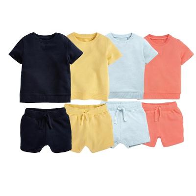 China French Terry Kids Clothing Tee Shirts Shorts Outfit Summer Casual Sweater Set Baby Clothes for sale